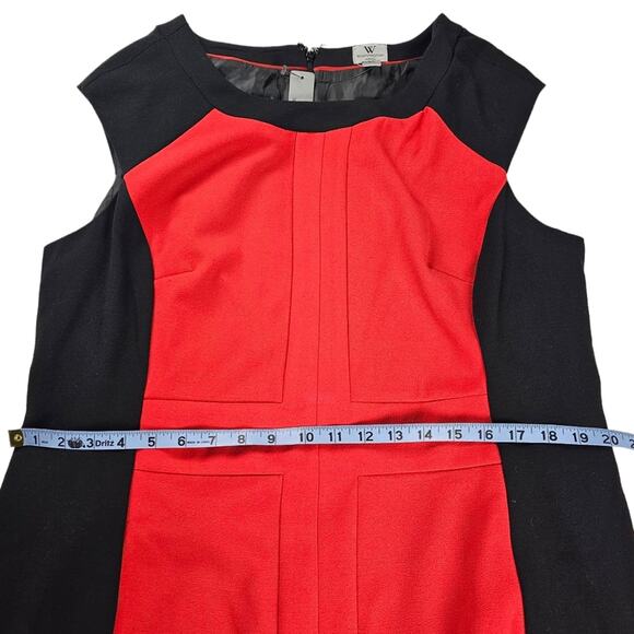 NWT Worthington Dress Womens Size 16 W Red Black Sleeveless Shift Color Block - Picture 15 of 15